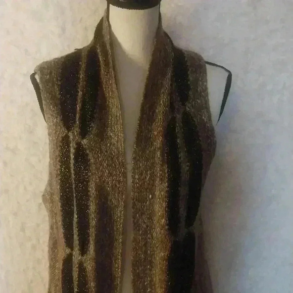 Chico's Women Randall Chestnut Brown Sweater Vest Open Front Metallic Chic - Picture 3 of 11